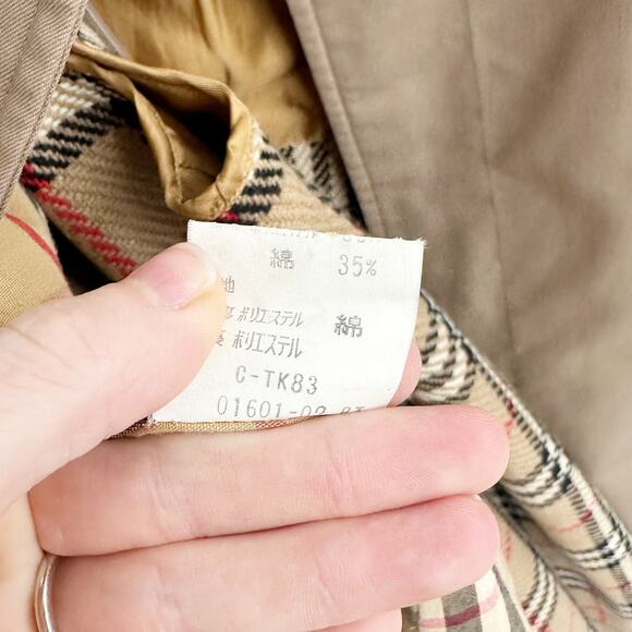 Burberry Vintage Trench Coat Gabardine Nova Check Plaid Lining Beige 40 - Picture 7 of 9